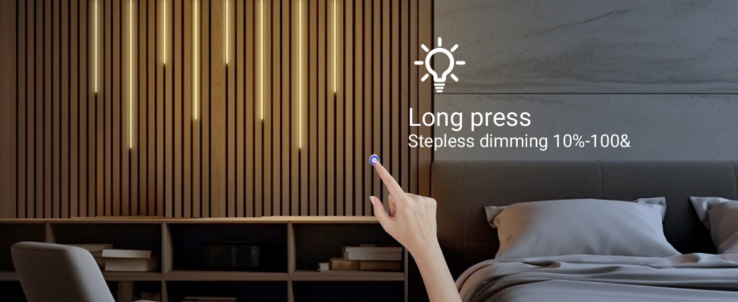 Touch dimmer control for stepless brightness adjustment